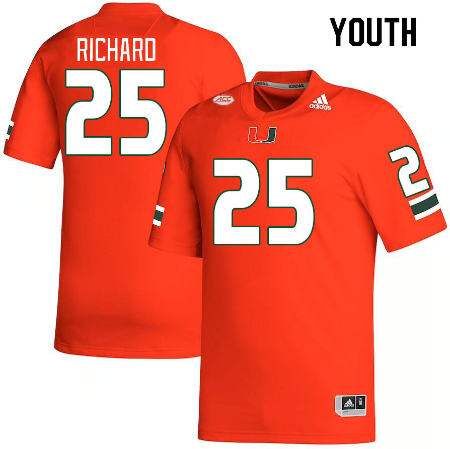 Youth #25 Jadais Richard Miami Hurricanes College Football Jerseys Stitched Sale-Orange